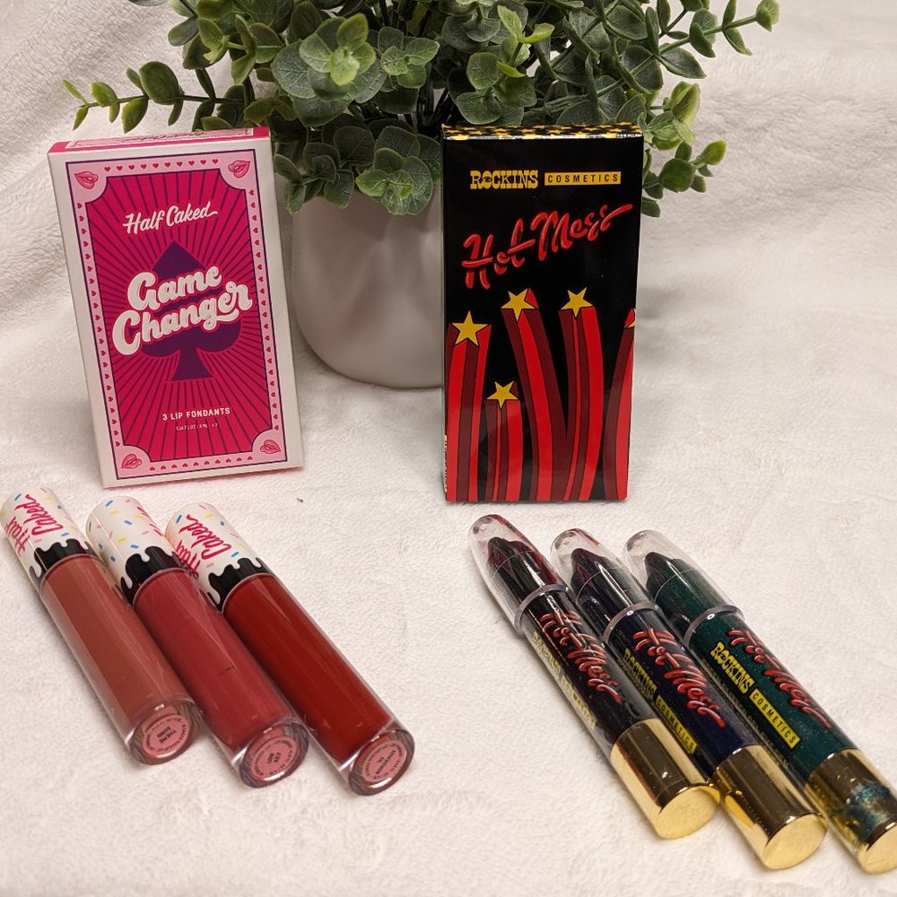 🌸 Half Caked Game Changer Lip Fondant Trio & Hot Mess Glitter Gel Pens BUNDLE